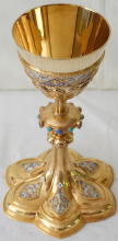 Solid silver gilt antique French Gothic Chalice.